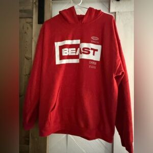 MR BEAST Unisex Red Logo Hoodie (Size L) RARE FIND